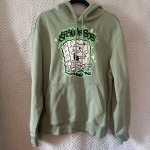 SpongeBob Sweater Adult Large Green Graffiti Pullover Hoodie